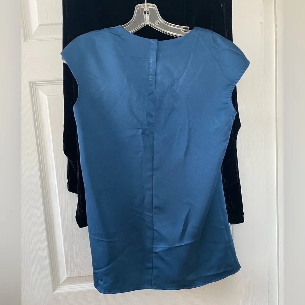 Boss Jewel Toned Sapphire Blue Satin Blouse - Picture 8 of 16